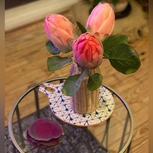 🌸🏡Boho Home Decor Bundle💐flower arrangement + West Elm agate coasters + plate